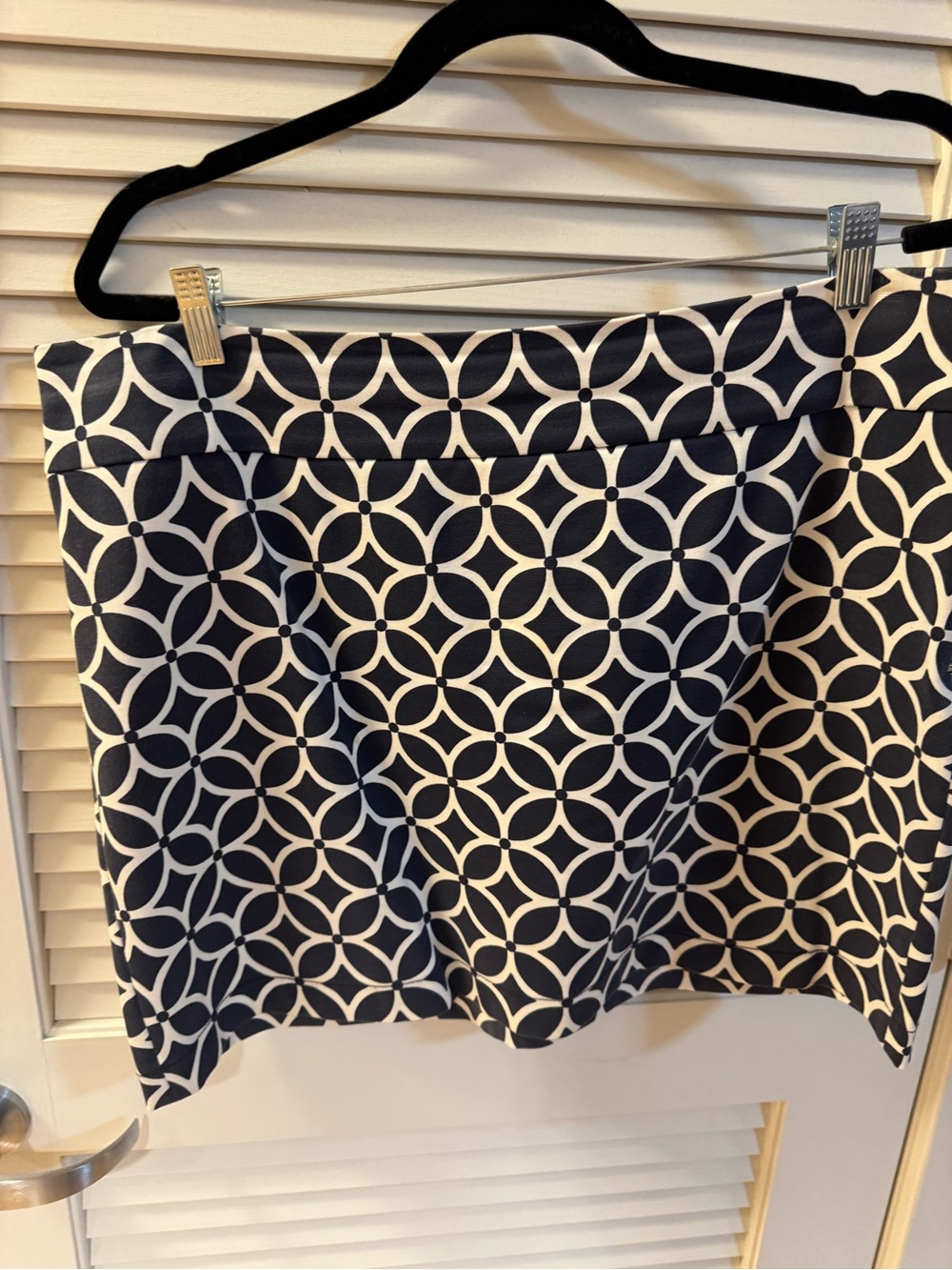 Banana Republic Navy and White Mini Skirt with Circular Geometric Print